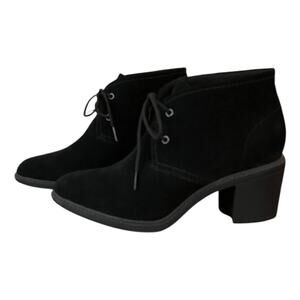 Clarks Scene Black Suede Lace Up Heeled Ankle Bootie Women's 10 NEW